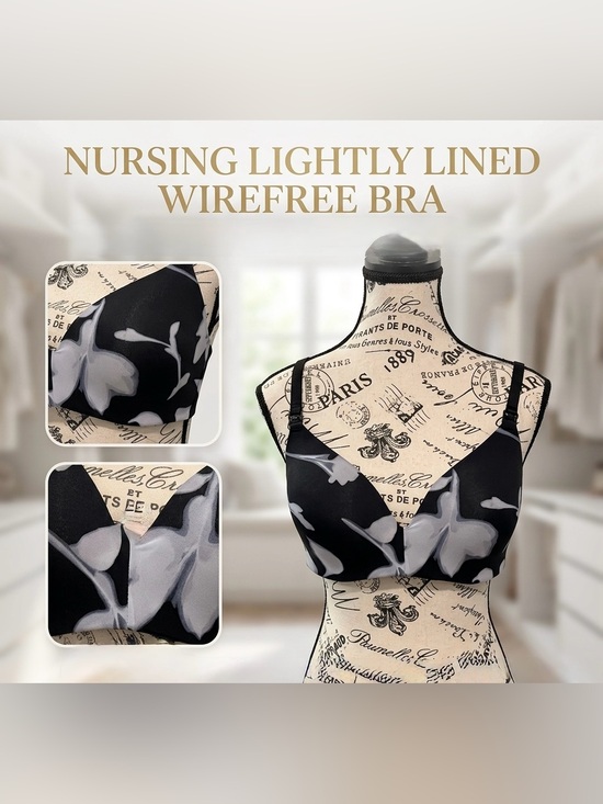 Auden Other - Auden Target Wirefree Nursing Bra Size 38C Black White Floral Lightly Lined